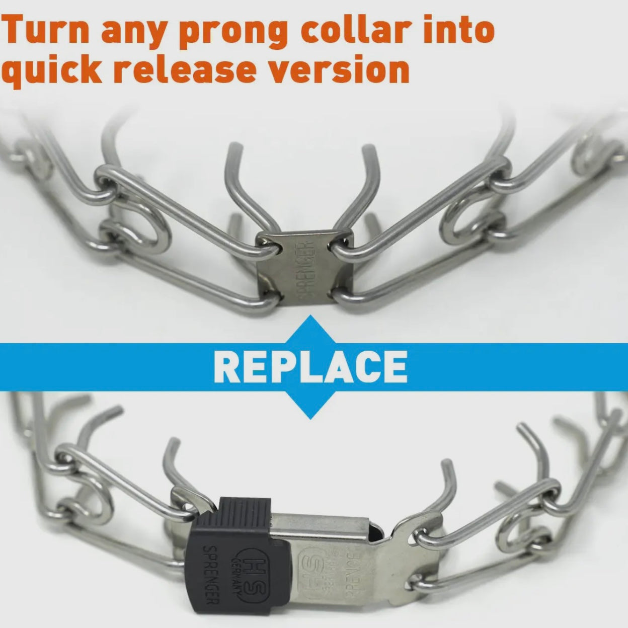Herm Sprenger Cliclock quick release buckle for prong collars – durable stainless steel dog training accessory replacement