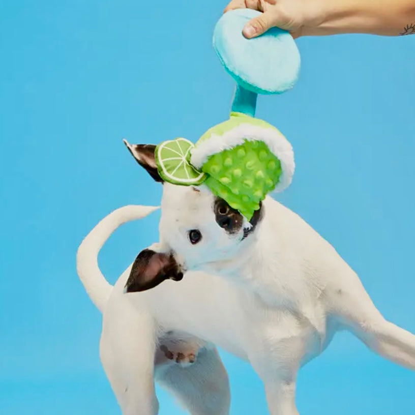 Bark Muy Squeaky Margarita Dog Toy – fun plush squeaky cocktail toy for dogs who love interactive play.