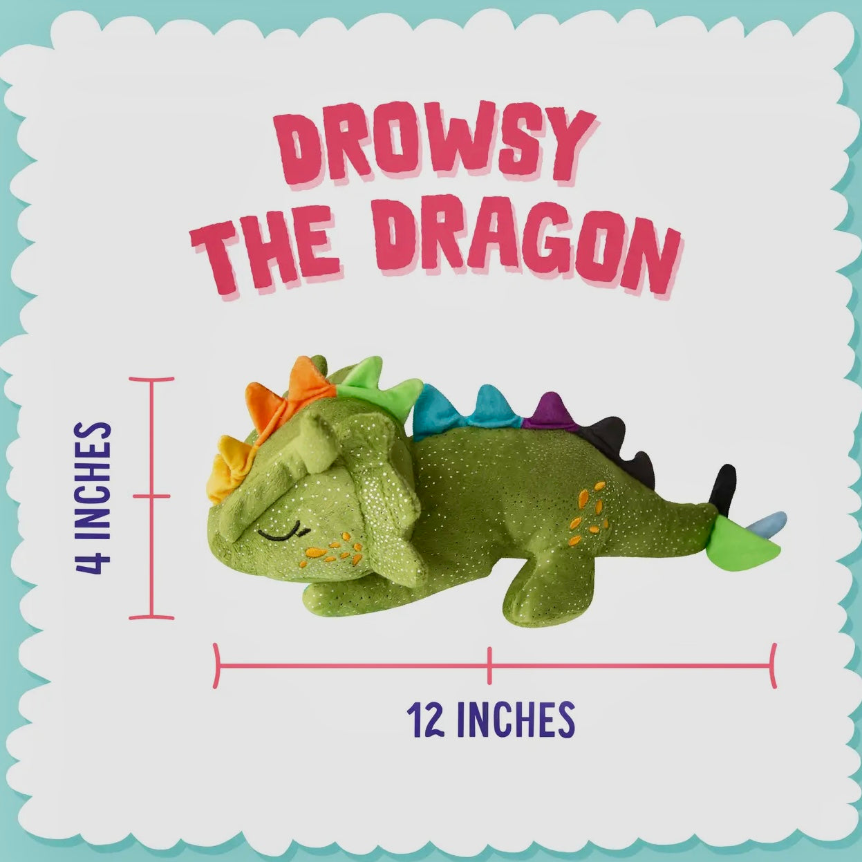 Snugarooz Drowsy the Dragon Plush Dog Toy Green 14in – soft squeaky stuffed toy for dogs, perfect for cuddling, tossing, and interactive play, made from recycled water bottles.