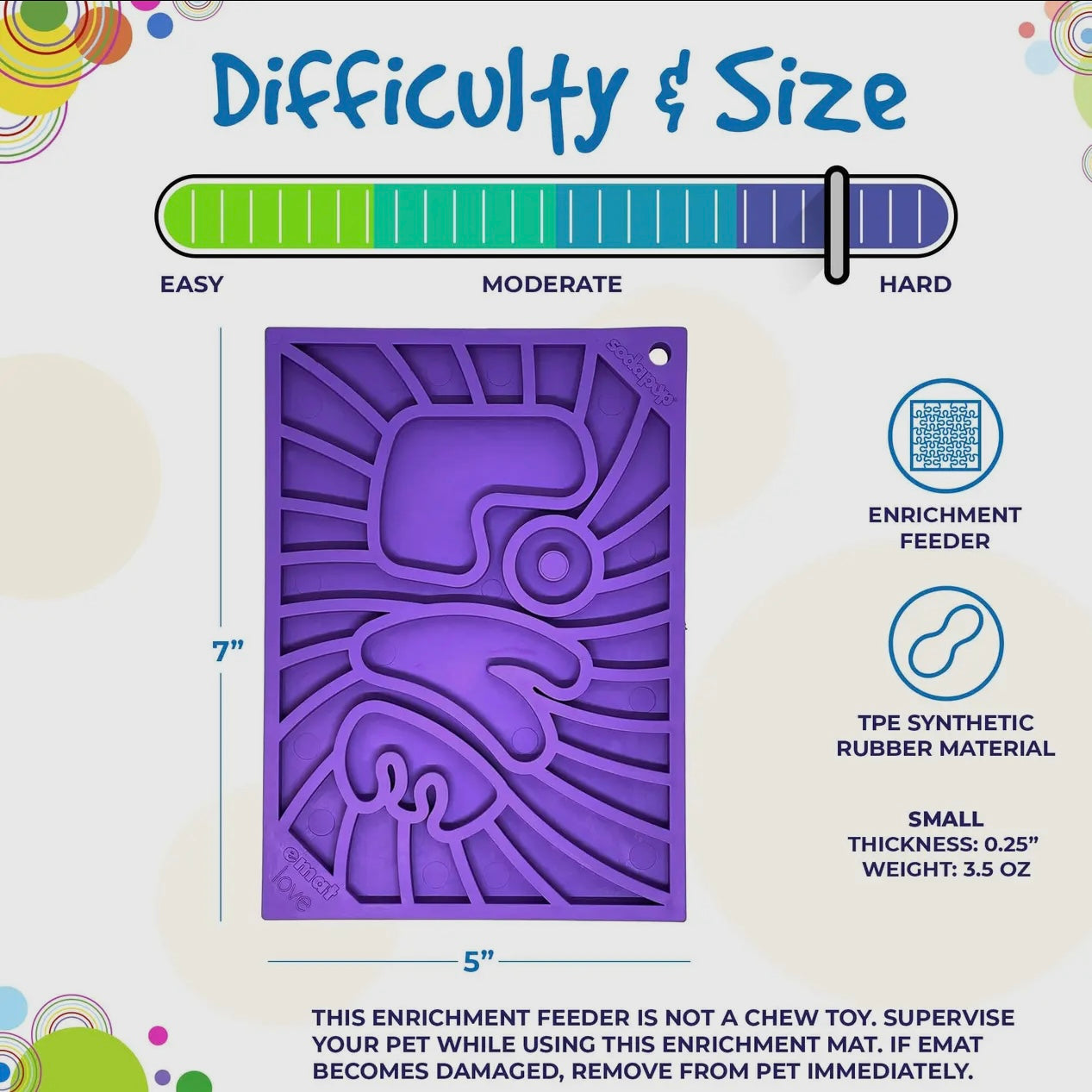 PURPLE SodaPup Groovy Love Enrichment Lick Mat – interactive slow feeder dog mat for anxiety relief, mental stimulation, and healthy licking. Size Small.