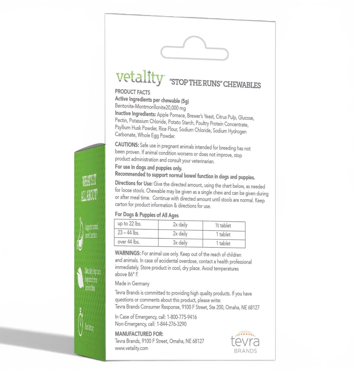 Vetality Stop the Runs Chewable for Dogs 6CT