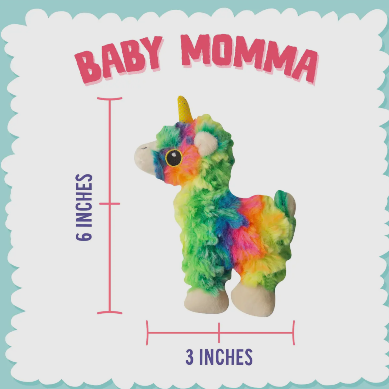 Snugarooz Baby Momma the Llama Plush Dog Toy 5in – small squeaky stuffed toy for puppies and small dogs, perfect for cuddling and play, made from recycled water bottles.