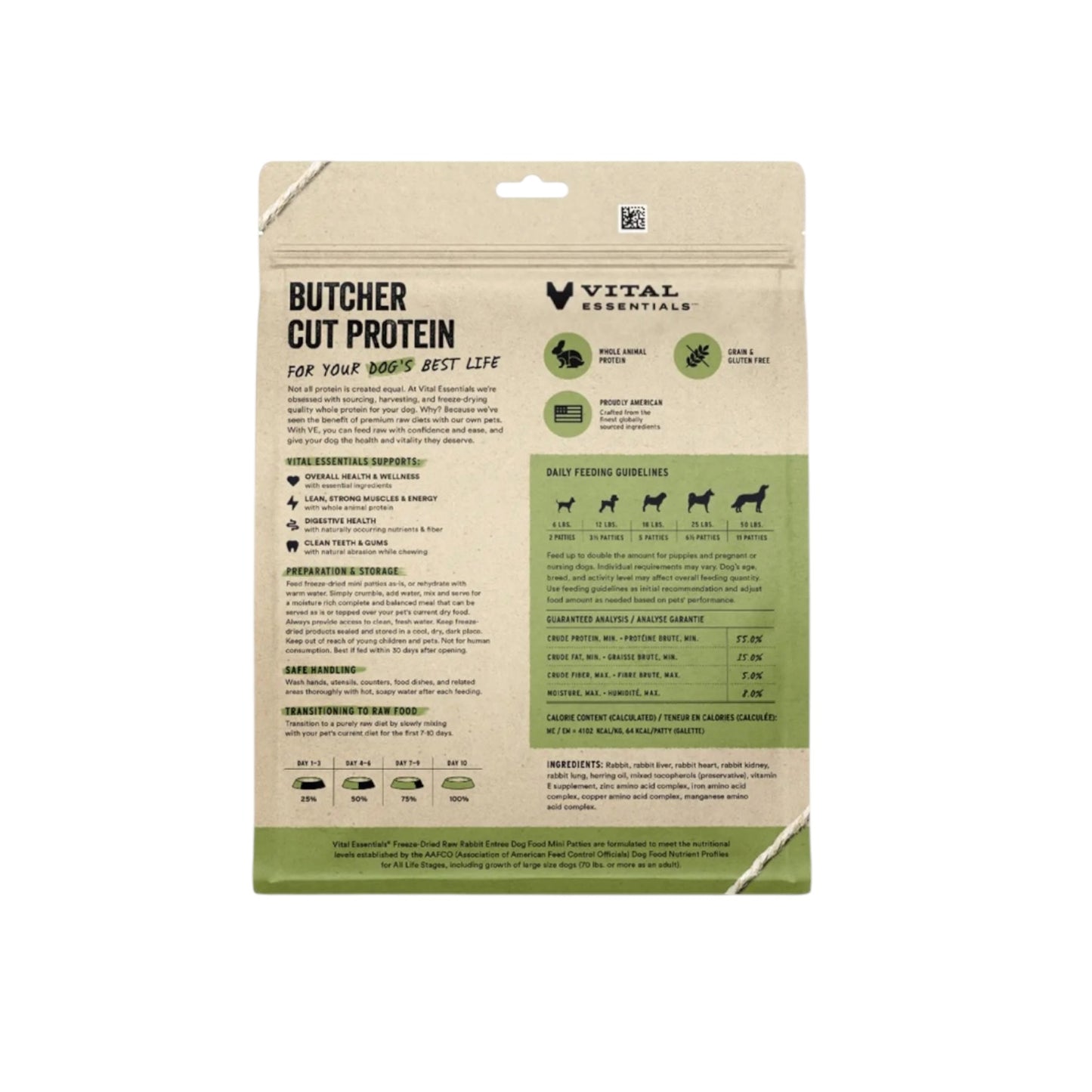 Vital Essentials Raw Rabbit Fd Dog Food Mini Patties 14oz