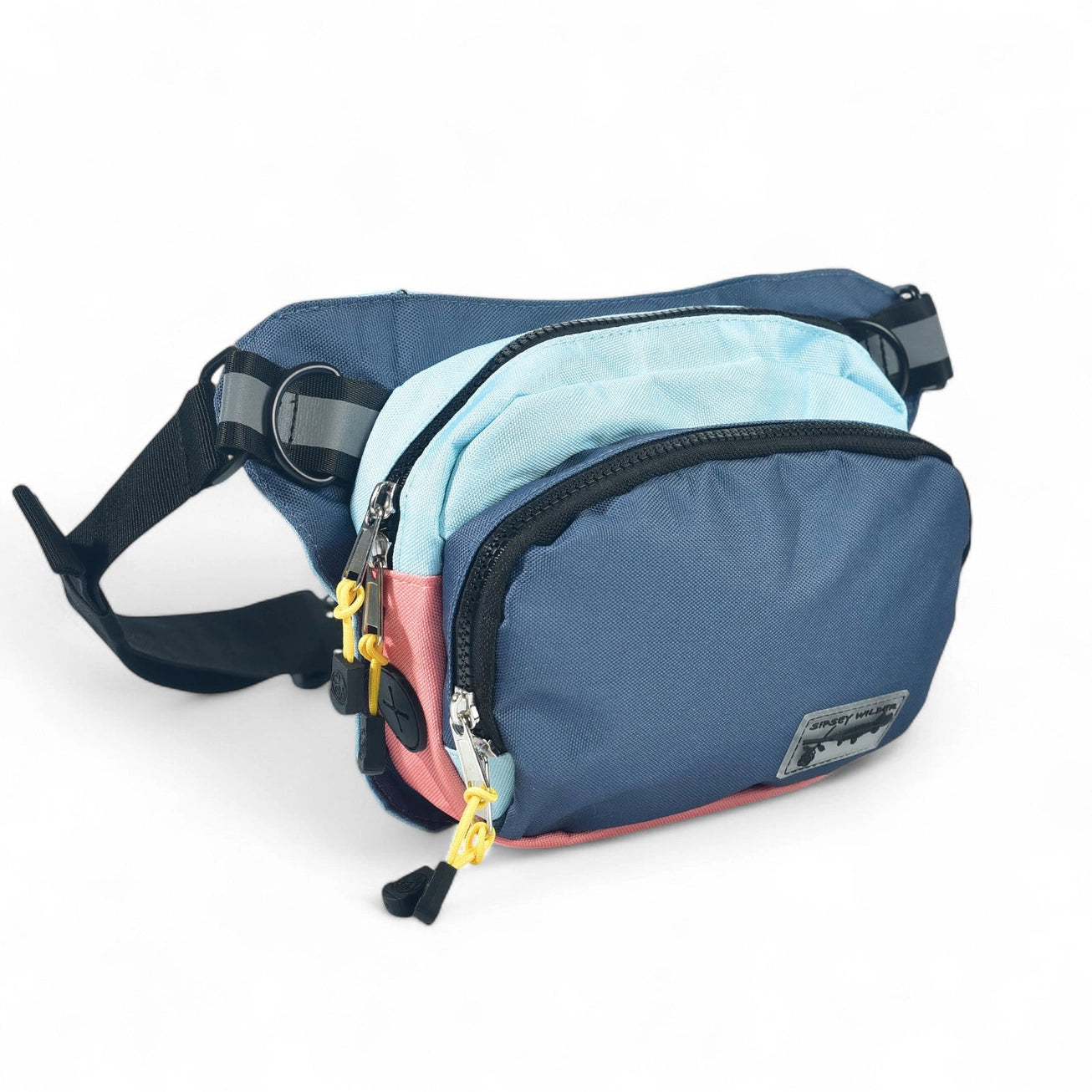 Harbor Haze dog walking bag with coastal colorblock design