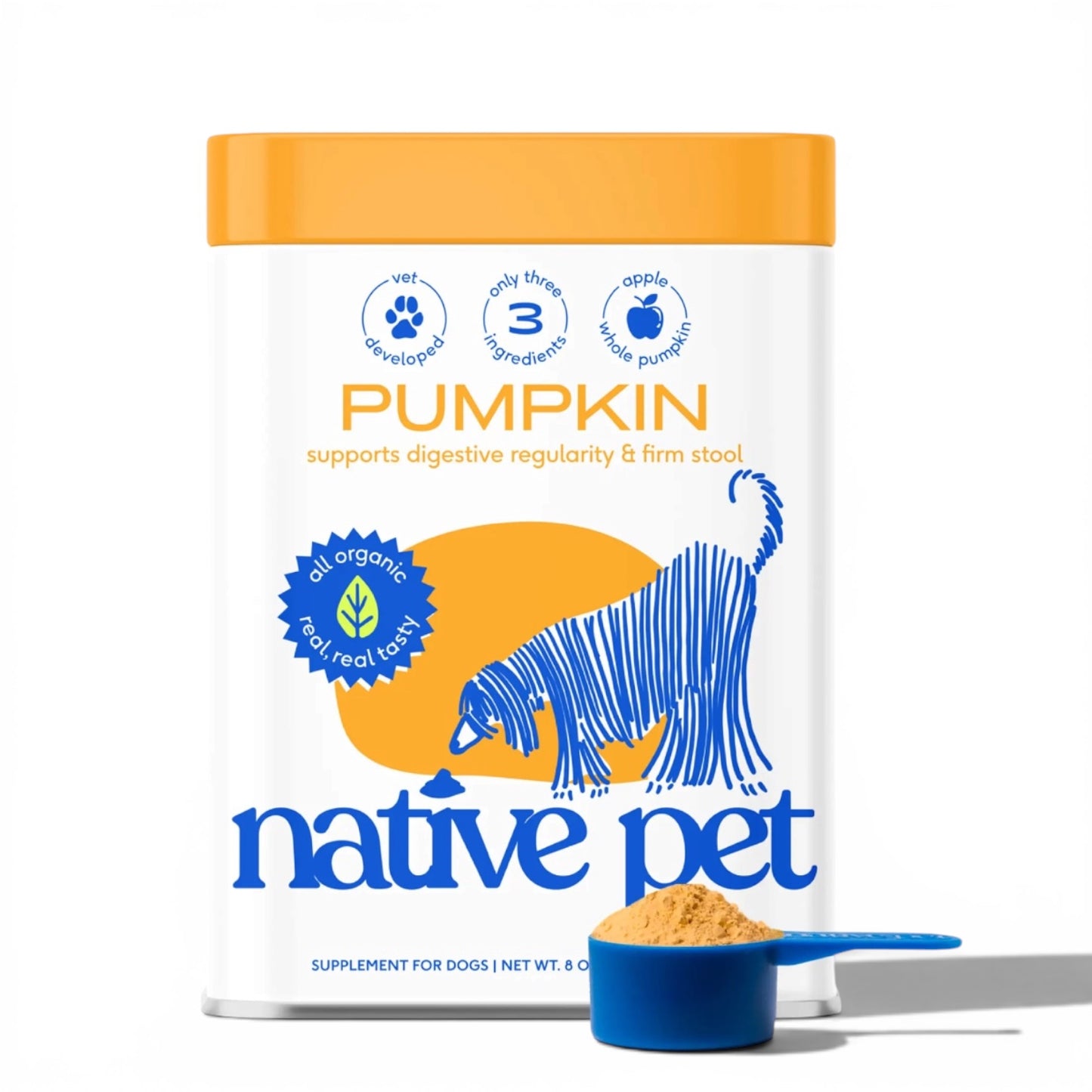 Organic Pumpkin Fiber Powder Digestive Supplement for Dogs 8oz