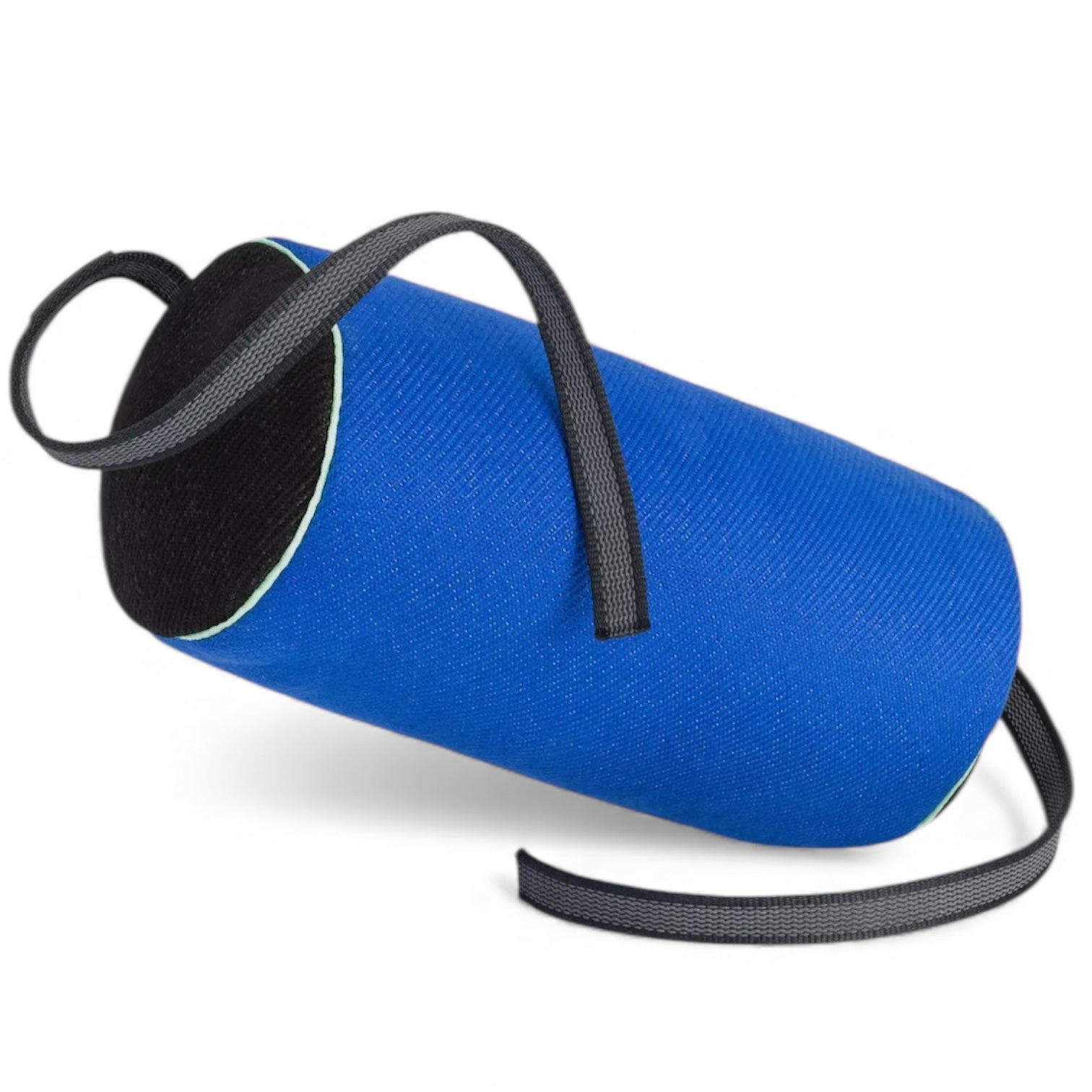 Blue 12-inch bite roll tug toy made of French Linen for dog training
