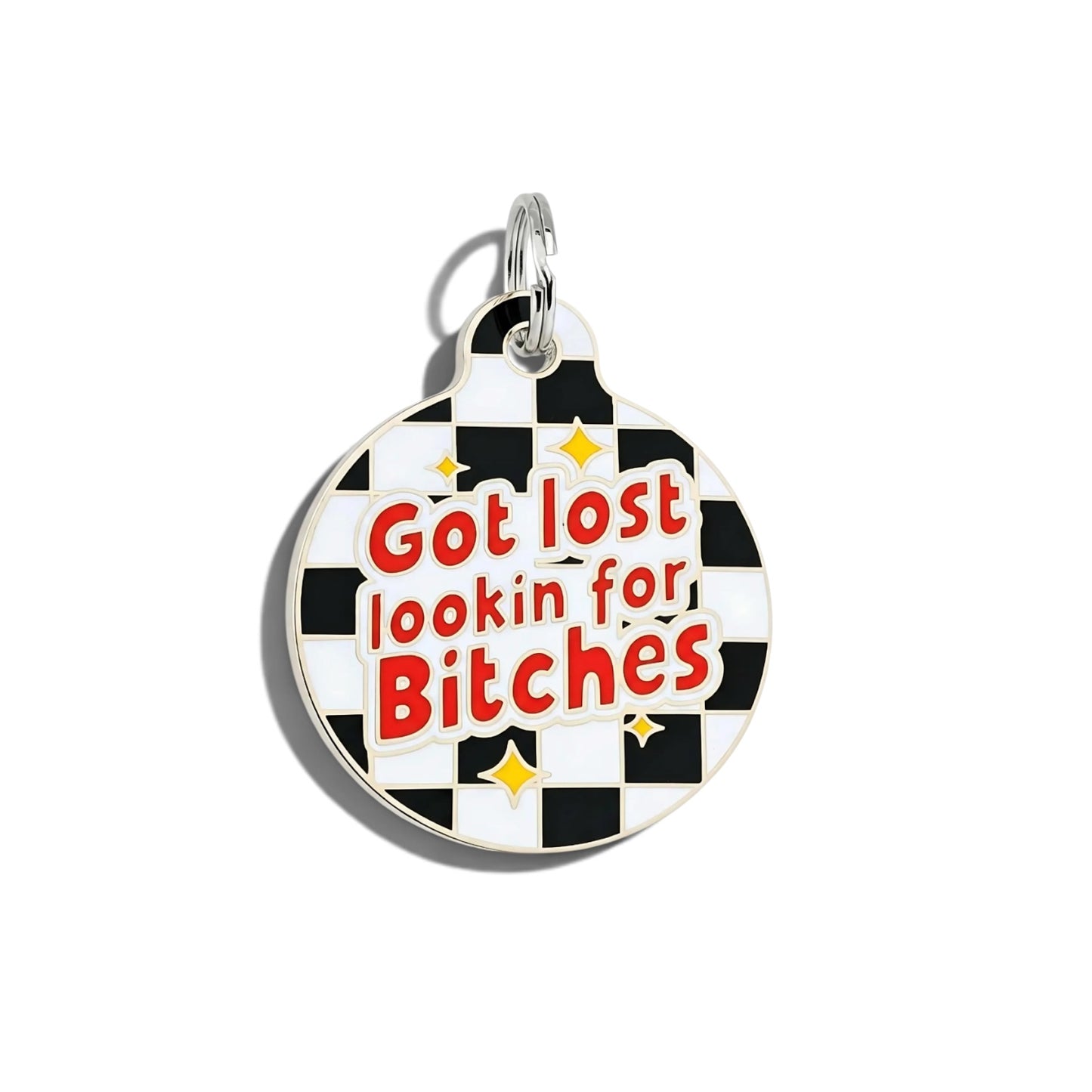 Funny Dog Charm & Pet ID Tag “Looking for Bitches”