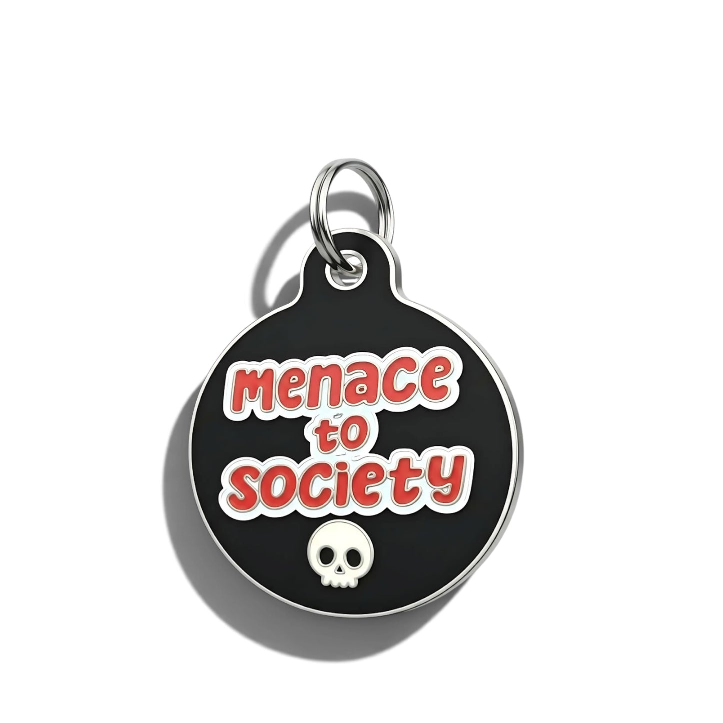 Funny Dog Charm & Pet ID Tag “Menace to Society”