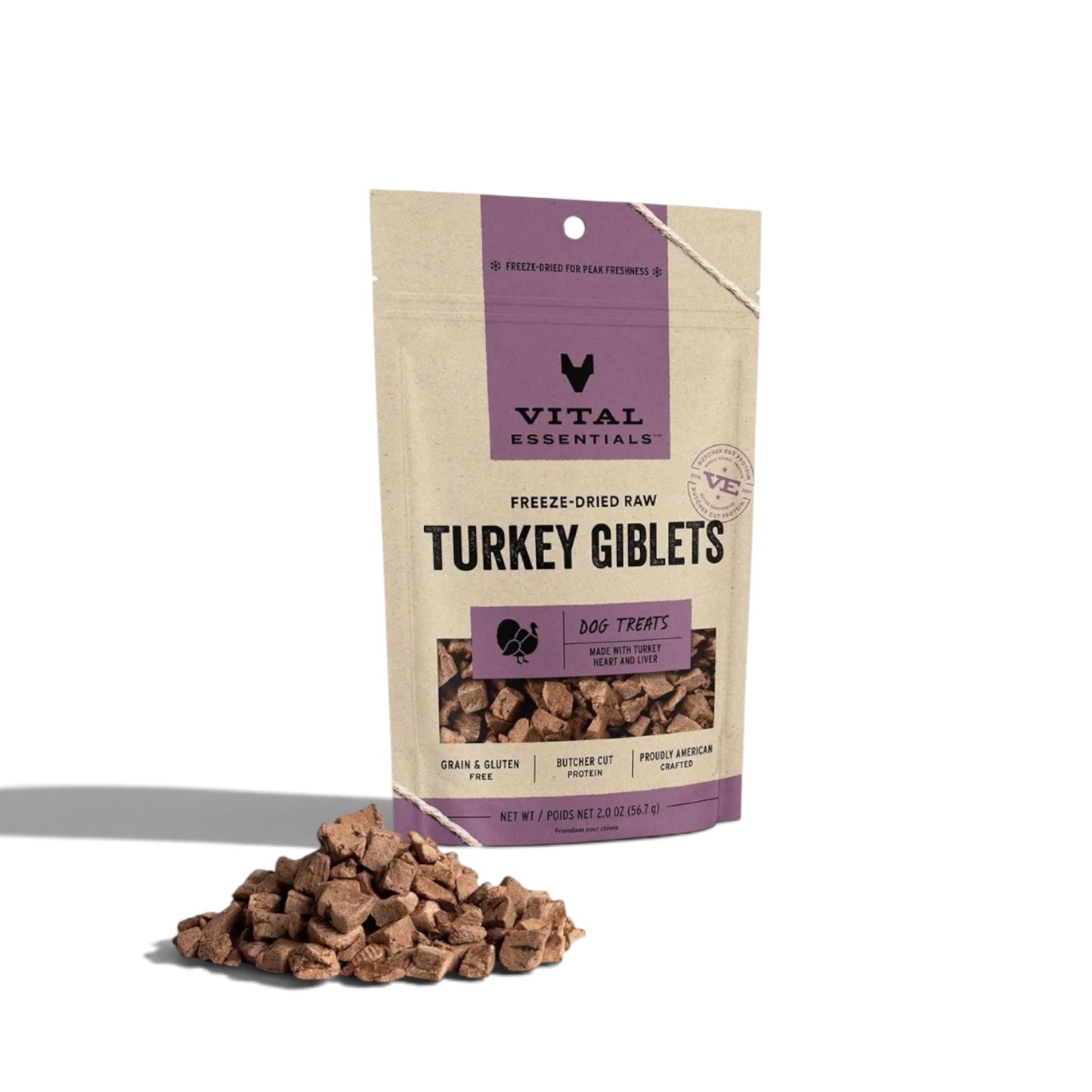 Vital Essentials Raw Turkey Giblets Fd Dog Treats 2.0oz