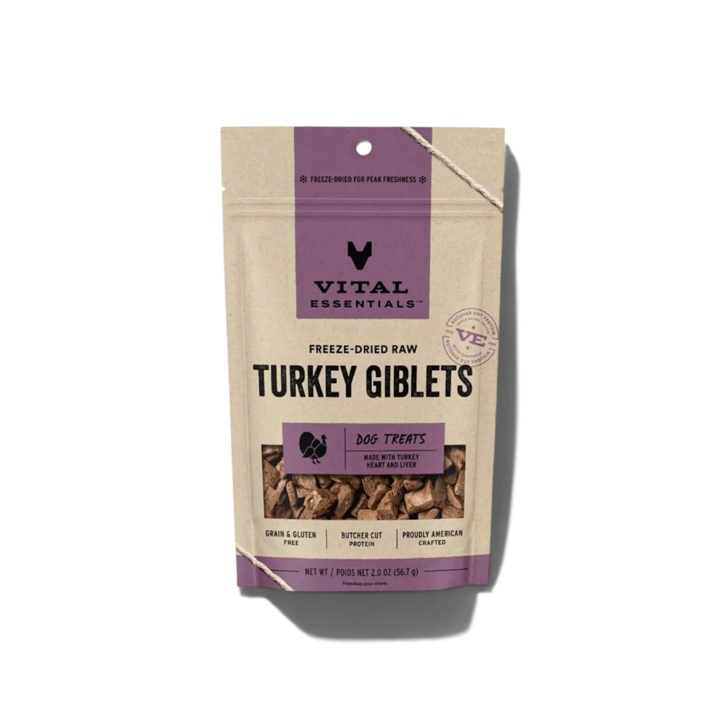 Vital Essentials Raw Turkey Giblets Fd Dog Treats 2.0oz