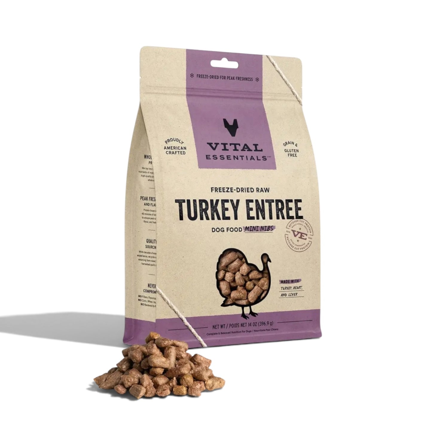 Vital Essentials Raw Turkey Fd Dog Food  Mini Nibs