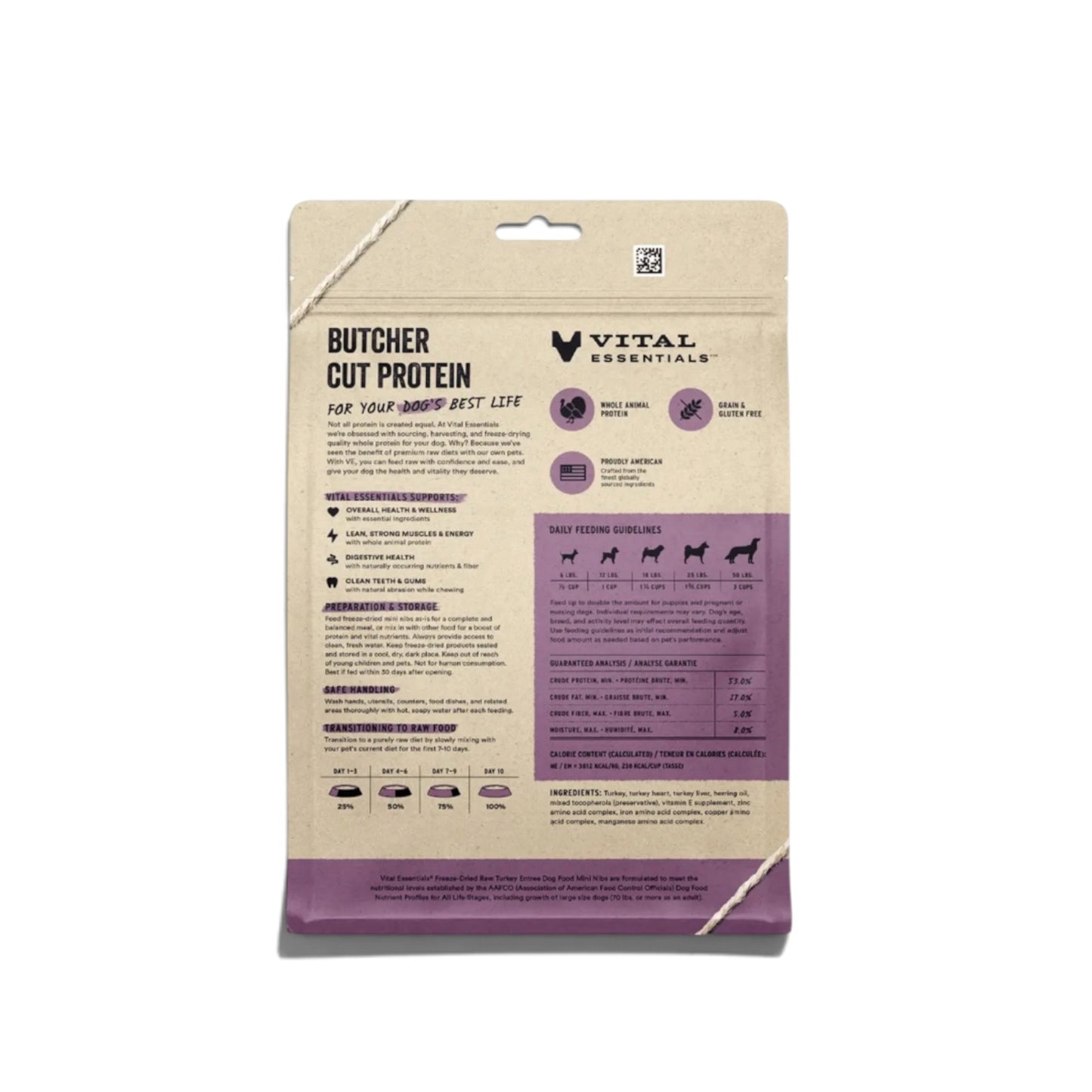 Vital Essentials Raw Turkey Fd Dog Food  Mini Nibs