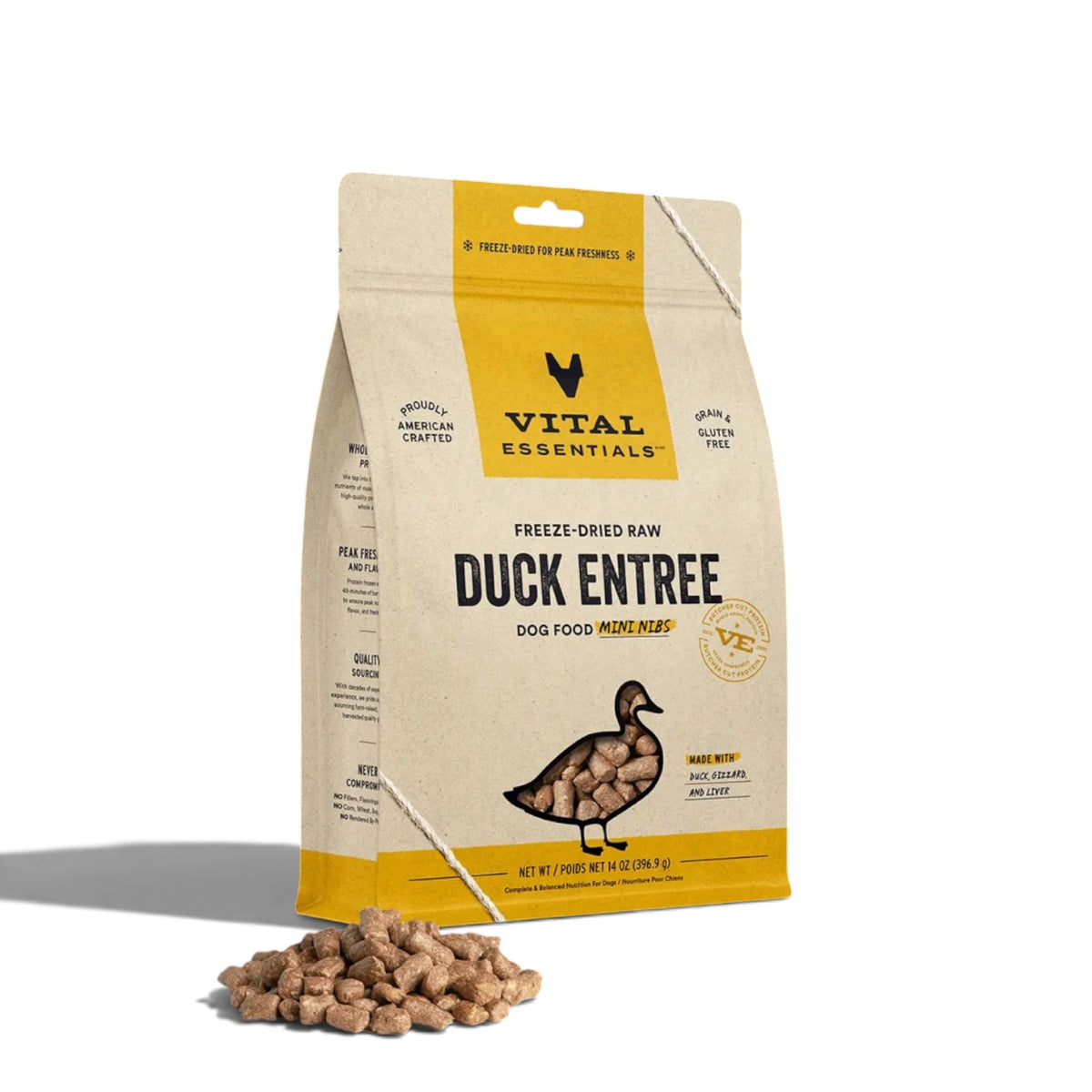 Vital Essentials Raw Duck Fd Dog Food Mini Nibs