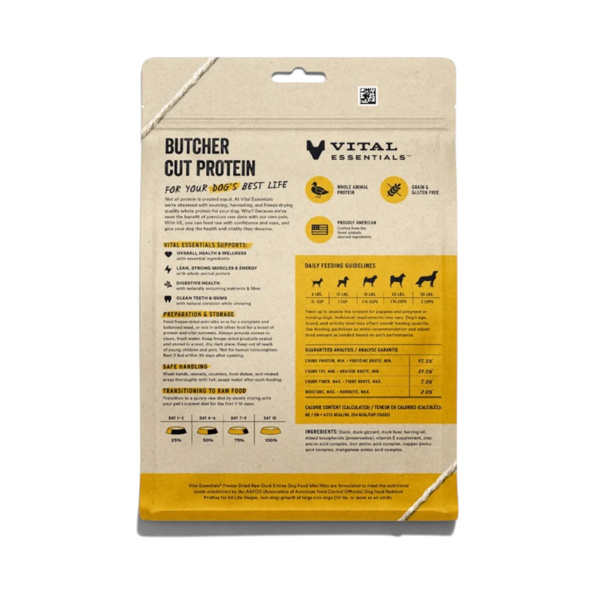 Vital Essentials Raw Duck Fd Dog Food Mini Nibs