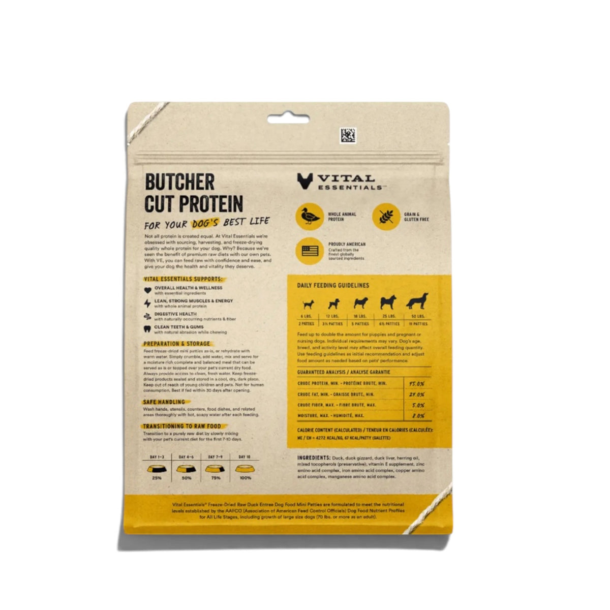 Vital Essentials Raw Duck Fd Dog Food Mini Patties