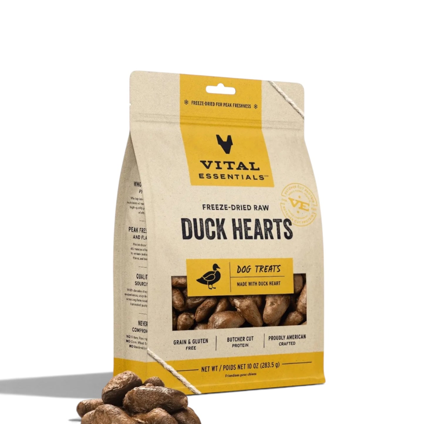 Vital Essentials Freeze-Dried Raw Duck Hearts Dog Treats