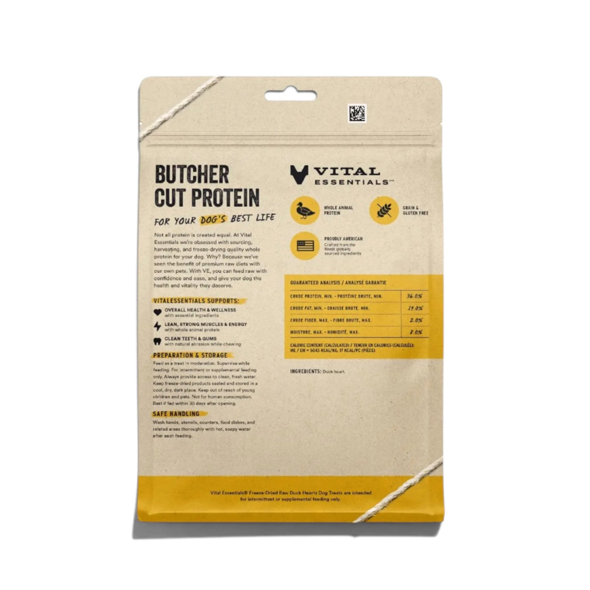 Vital Essentials Freeze-Dried Raw Duck Hearts Dog Treats