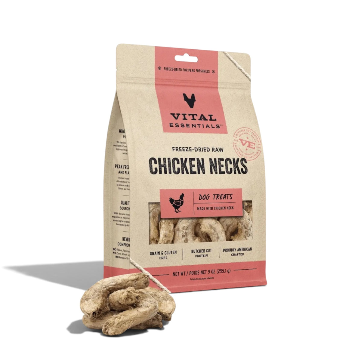 Vital Essentials Freeze-Dried Raw Chicken Necks Dog Treats