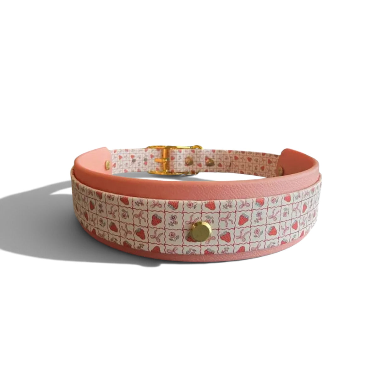 Strawberry Bows Biothane Dog Collar, Waterproof Adjustable Pet Accessory