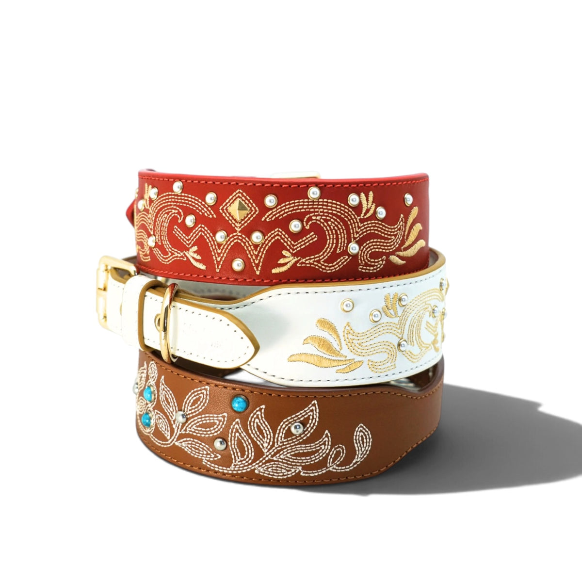 Premium Full Grain Genuine Leather Western Dog Collar