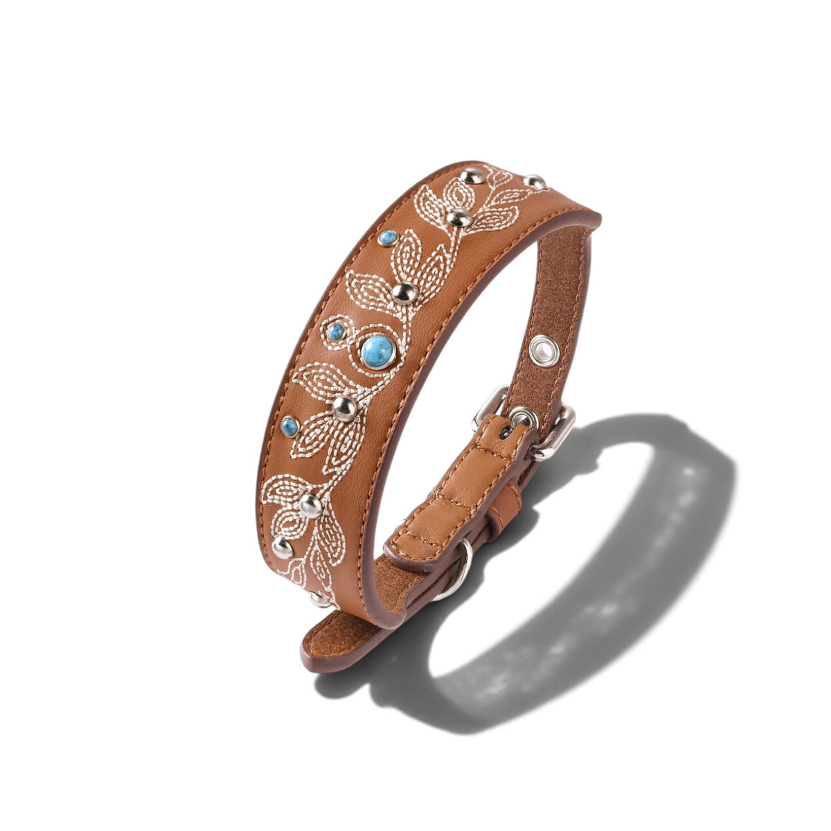 Premium Full Grain Genuine Leather Western Dog Collar
