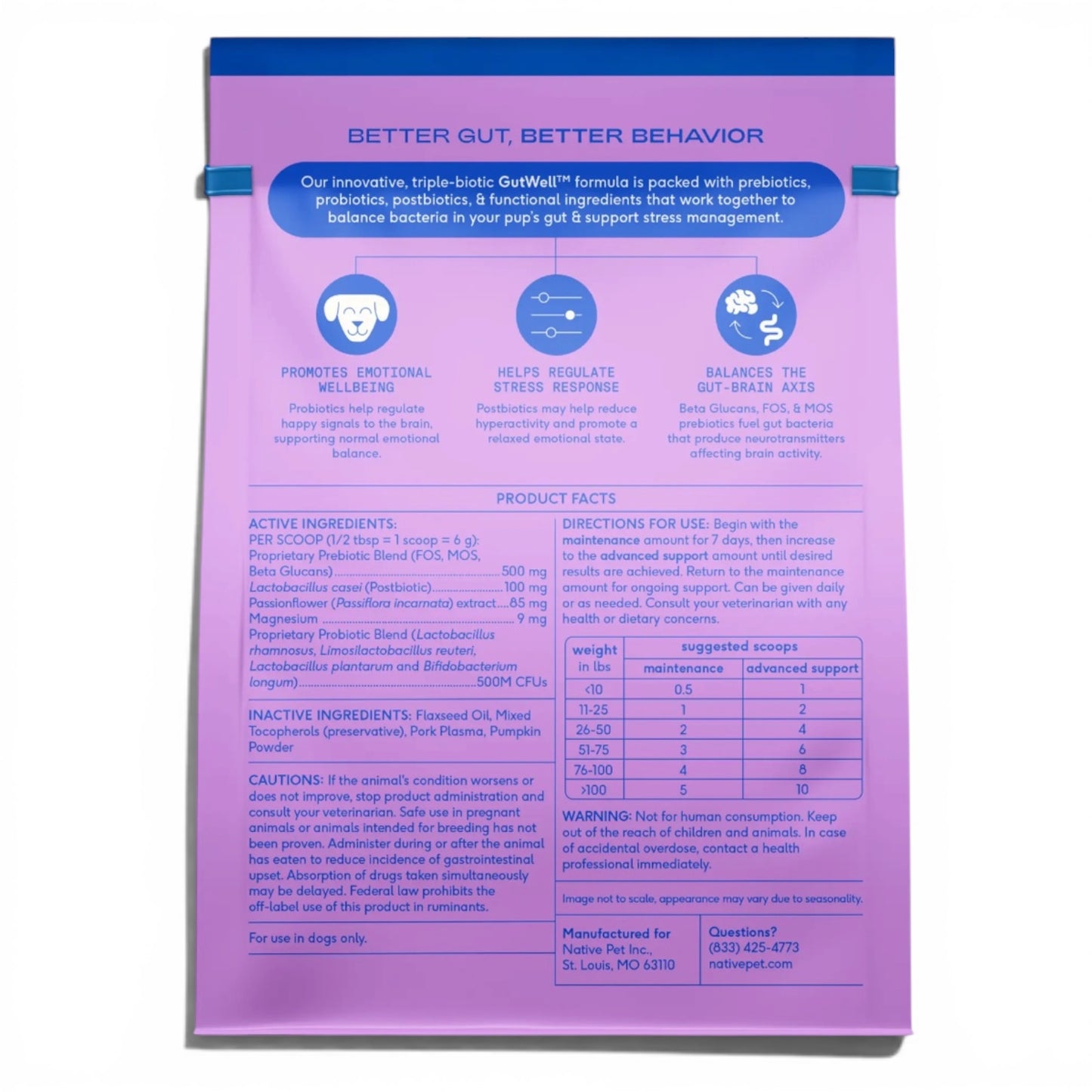 Native Pet Gutwell Stress Support, Stress Relief and Calming