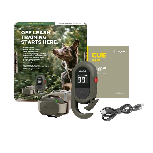 CUE GEN2 dog training collar with large buttons and LCD display for beginners
