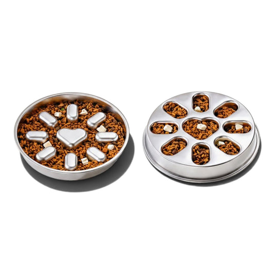 Stainless Steel Slow Feeder Dog Bowl with Anti-Gulp Design, Wide Rim, Easy Clean